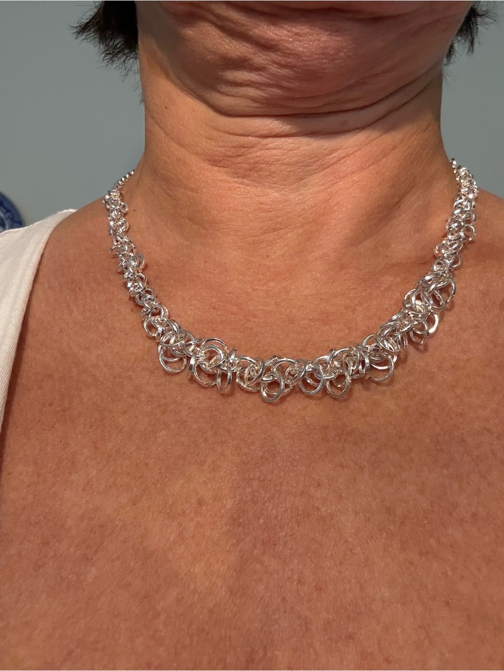 Silver tone Knotted Chain Necklace